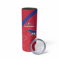 Custom Haiti Football Skinny Tumbler Les Grenadiers Veve Vodou Red - Wonder Print Shop