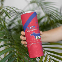 Custom Haiti Football Skinny Tumbler Les Grenadiers Veve Vodou Red - Wonder Print Shop