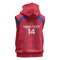 Custom Haiti Football Sleeveless Hoodie Les Grenadiers Veve Vodou Red - Wonder Print Shop