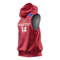 Custom Haiti Football Sleeveless Hoodie Les Grenadiers Veve Vodou Red - Wonder Print Shop