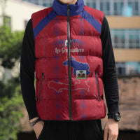 Custom Haiti Football Sleeveless Puffer Jacket Les Grenadiers Veve Vodou Red - Wonder Print Shop