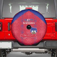 Haiti Football Spare Tire Cover Les Grenadiers Veve Vodou Red - Wonder Print Shop
