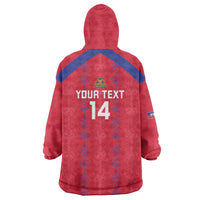 Custom Haiti Football Wearable Blanket Hoodie Les Grenadiers Veve Vodou Red - Wonder Print Shop