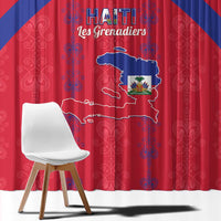 Haiti Football Window Curtain Les Grenadiers Veve Vodou Red - Wonder Print Shop