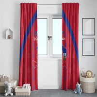 Haiti Football Window Curtain Les Grenadiers Veve Vodou Red - Wonder Print Shop