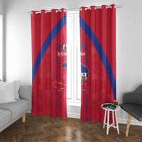 Haiti Football Window Curtain Les Grenadiers Veve Vodou Red - Wonder Print Shop