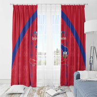 Haiti Football Window Curtain Les Grenadiers Veve Vodou Red - Wonder Print Shop