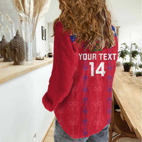 Custom Haiti Football Women Casual Shirt Les Grenadiers Veve Vodou Red - Wonder Print Shop