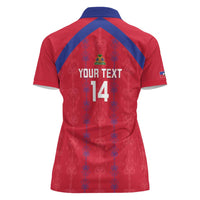 Custom Haiti Football Women Polo Shirt Les Grenadiers Veve Vodou Red - Wonder Print Shop