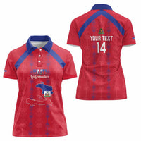 Custom Haiti Football Women Polo Shirt Les Grenadiers Veve Vodou Red - Wonder Print Shop