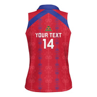 Custom Haiti Football Women Sleeveless Polo Shirt Les Grenadiers Veve Vodou Red - Wonder Print Shop
