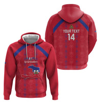 Custom Haiti Football Zip Hoodie Les Grenadiers Veve Vodou Red - Wonder Print Shop