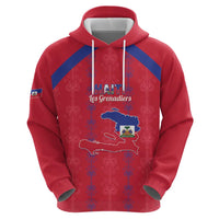 Custom Haiti Football Zip Hoodie Les Grenadiers Veve Vodou Red - Wonder Print Shop