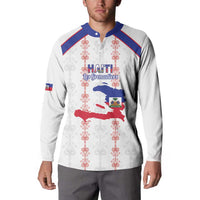 Custom Haiti Football Button Sweatshirt Les Grenadiers Veve Vodou White - Wonder Print Shop