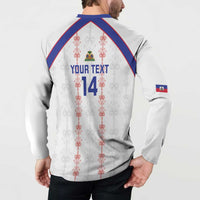 Custom Haiti Football Button Sweatshirt Les Grenadiers Veve Vodou White - Wonder Print Shop