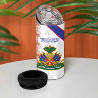 Custom Haiti Football 4 in 1 Can Cooler Tumbler Les Grenadiers Veve Vodou White - Wonder Print Shop