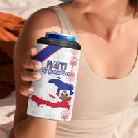 Custom Haiti Football 4 in 1 Can Cooler Tumbler Les Grenadiers Veve Vodou White - Wonder Print Shop