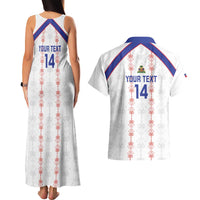 Custom Haiti Football Couples Matching Tank Maxi Dress and Hawaiian Shirt Les Grenadiers Veve Vodou White - Wonder Print Shop