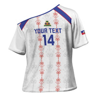 Custom Haiti Football Cross Shoulder Shirt Les Grenadiers Veve Vodou White - Wonder Print Shop