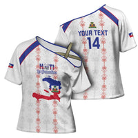Custom Haiti Football Cross Shoulder Shirt Les Grenadiers Veve Vodou White - Wonder Print Shop