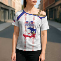 Custom Haiti Football Cross Shoulder Shirt Les Grenadiers Veve Vodou White - Wonder Print Shop