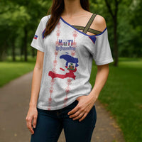 Custom Haiti Football Cross Shoulder Shirt Les Grenadiers Veve Vodou White - Wonder Print Shop