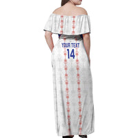 Custom Haiti Football Family Matching Off Shoulder Maxi Dress and Hawaiian Shirt Les Grenadiers Veve Vodou White - Wonder Print Shop