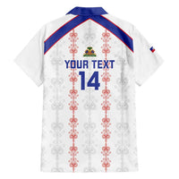 Custom Haiti Football Family Matching Puletasi and Hawaiian Shirt Les Grenadiers Veve Vodou White - Wonder Print Shop