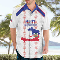 Custom Haiti Football Hawaiian Shirt Les Grenadiers Veve Vodou White - Wonder Print Shop