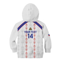 Custom Haiti Football Kid Hoodie Les Grenadiers Veve Vodou White - Wonder Print Shop
