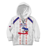 Custom Haiti Football Kid Hoodie Les Grenadiers Veve Vodou White - Wonder Print Shop