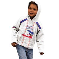 Custom Haiti Football Kid Hoodie Les Grenadiers Veve Vodou White - Wonder Print Shop
