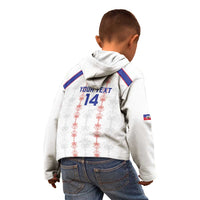 Custom Haiti Football Kid Hoodie Les Grenadiers Veve Vodou White - Wonder Print Shop