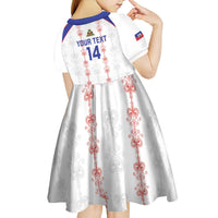 Custom Haiti Football Kid Short Sleeve Dress Les Grenadiers Veve Vodou White - Wonder Print Shop