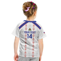 Custom Haiti Football Kid T Shirt Les Grenadiers Veve Vodou White - Wonder Print Shop