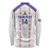 Custom Haiti Football Long Sleeve Shirt Les Grenadiers Veve Vodou White - Wonder Print Shop