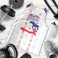 Custom Haiti Football Men Tank Top Les Grenadiers Veve Vodou White - Wonder Print Shop