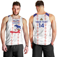 Custom Haiti Football Men Tank Top Les Grenadiers Veve Vodou White - Wonder Print Shop