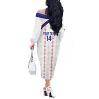 Custom Haiti Football Off The Shoulder Long Sleeve Dress Les Grenadiers Veve Vodou White - Wonder Print Shop