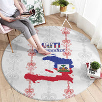 Haiti Football Round Carpet Les Grenadiers Veve Vodou White - Wonder Print Shop