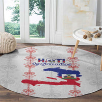Haiti Football Round Carpet Les Grenadiers Veve Vodou White - Wonder Print Shop