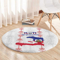 Haiti Football Round Carpet Les Grenadiers Veve Vodou White - Wonder Print Shop