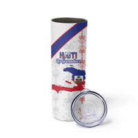 Custom Haiti Football Skinny Tumbler Les Grenadiers Veve Vodou White - Wonder Print Shop