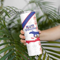 Custom Haiti Football Skinny Tumbler Les Grenadiers Veve Vodou White - Wonder Print Shop