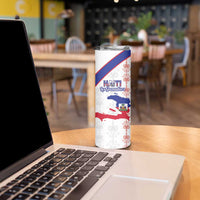 Custom Haiti Football Skinny Tumbler Les Grenadiers Veve Vodou White - Wonder Print Shop