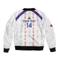 Custom Haiti Football Sleeve Zip Bomber Jacket Les Grenadiers Veve Vodou White - Wonder Print Shop