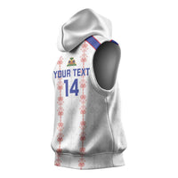 Custom Haiti Football Sleeveless Hoodie Les Grenadiers Veve Vodou White - Wonder Print Shop