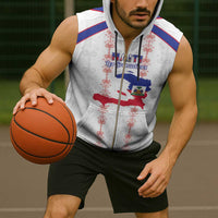 Custom Haiti Football Sleeveless Zip Hoodie Les Grenadiers Veve Vodou White - Wonder Print Shop