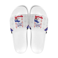 Haiti Football Slide Sandals Les Grenadiers Veve Vodou White - Wonder Print Shop