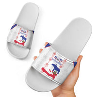 Haiti Football Slide Sandals Les Grenadiers Veve Vodou White - Wonder Print Shop